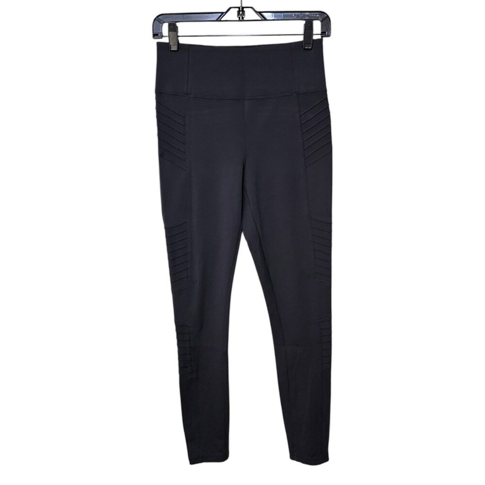 Athleta Leggings Women's Size Small S Delancey Moto Tight Black Ankle Zip‎